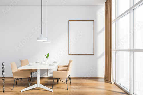 Panoramic white dining room with poster © ImageFlow