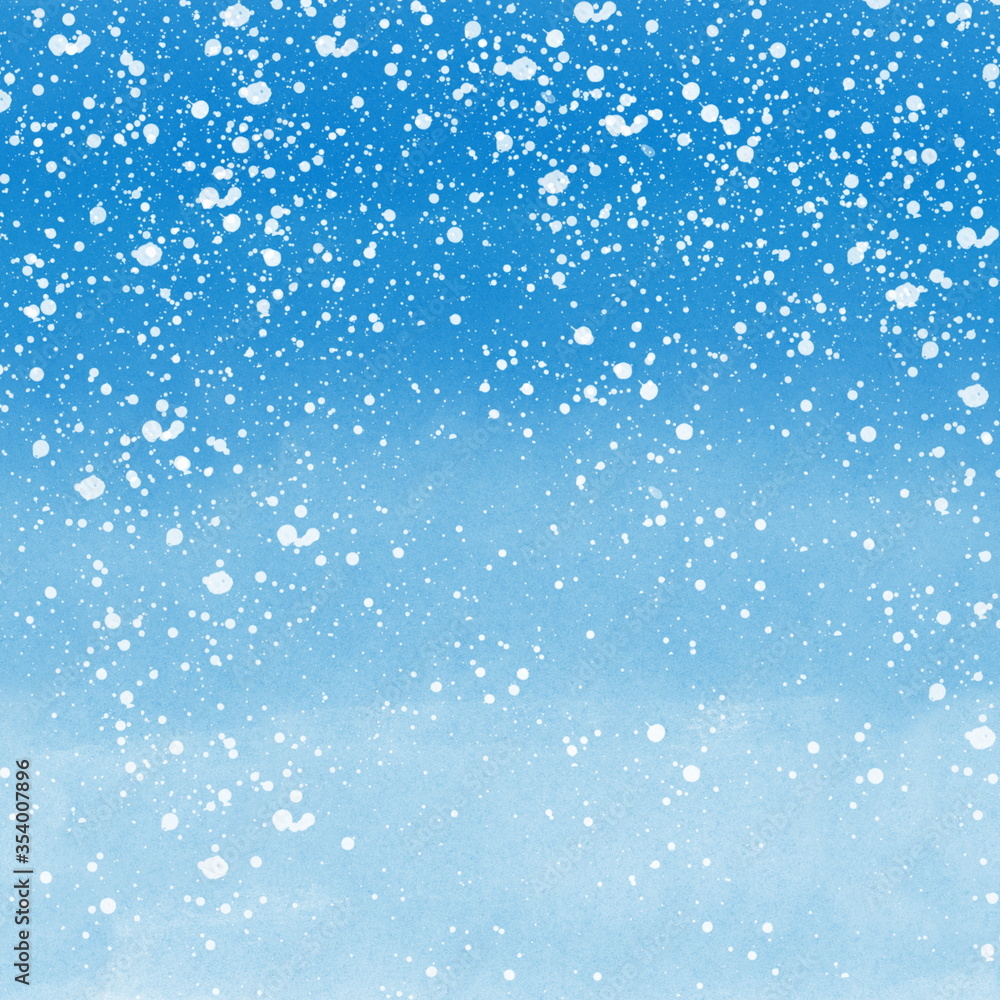 Blue winter abstract watercolor background with snow Blue winter abstract watercolor background with snow