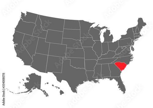 south carolina  vector map. High detailed illustration. United state of America country