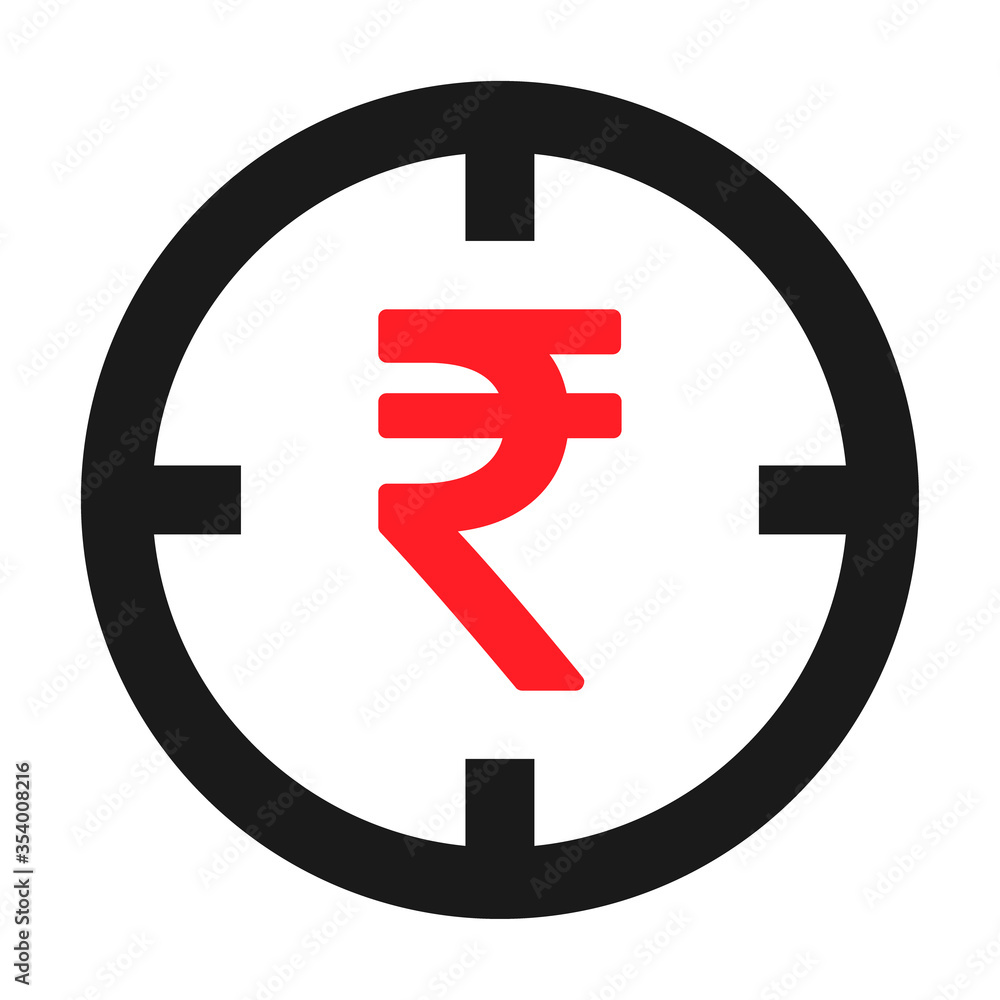Target icon with money symbol for website etc. Web flat button, vector illustration Target icon with money symbol for website etc. Web flat button, vector illustration