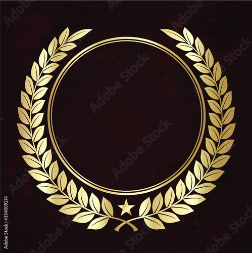 golden laurel wreaths circle / vector illustration symbol frame