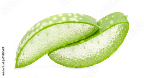 Aloe vera slice on white background. Clipping path.