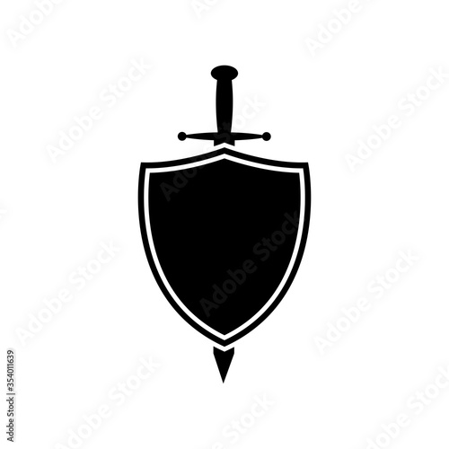 shield with sword icon vector design template