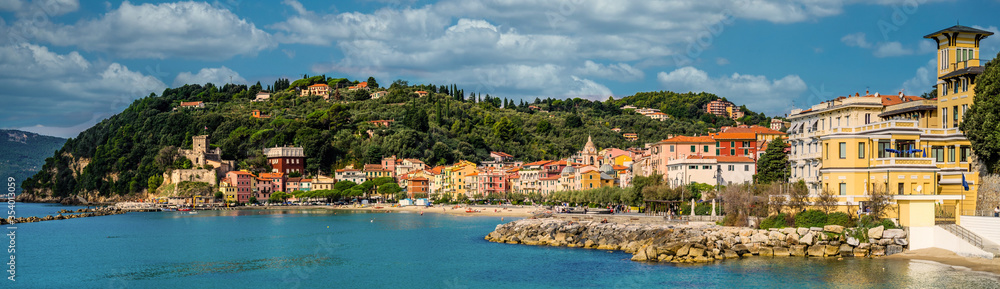 Overview on San Terenzo in the Gulf of Lerici Liguria Italy