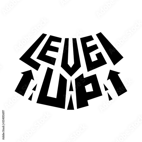 Level up. Fitness typographic sport poster. Motivational and inspirational vector game illustration with Lettering.