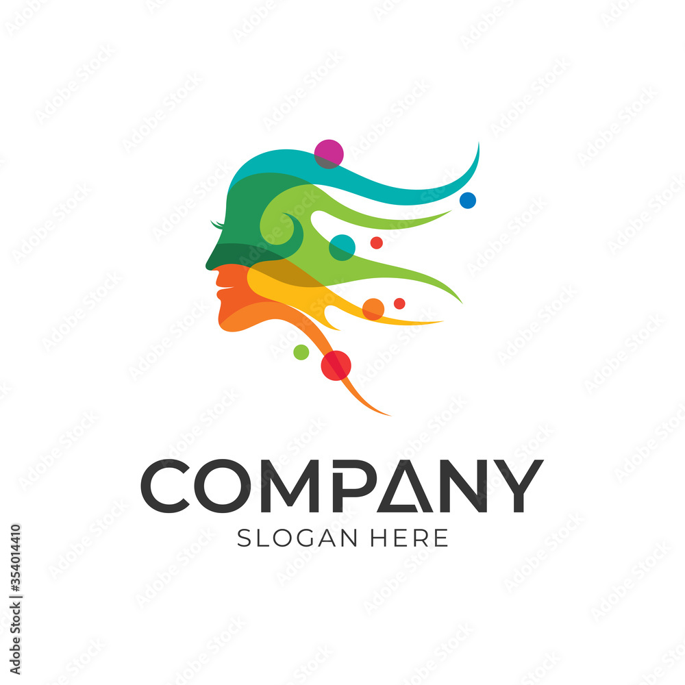 Obraz premium woman face logo design, beauty care and healthy logo template, spa, body shop and surgery