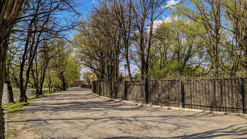 road near Radomysl castle in spring afternoon, Ukraine