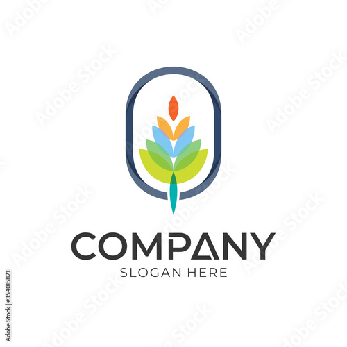 Colorful leaf floral logo vector illustration. Modern nature icon design template