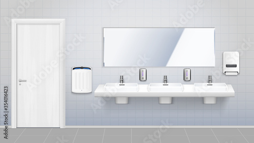 Bright Public Toilet Interior Composition
