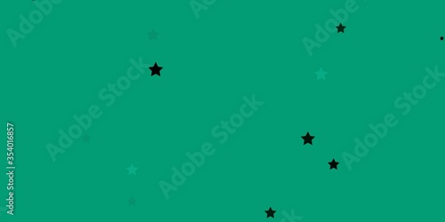 Dark Green vector template with neon stars. Blur decorative design in simple style with stars. Pattern for wrapping gifts.