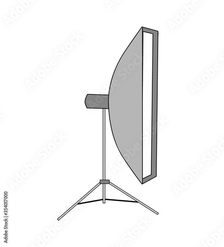 Studio lighting equipment isolated on white background. Spotlight and lamp, flash and professional technology photographic, vector illustration. accessories for a photo studio. vector illustration.