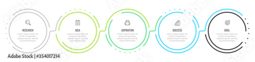 Vector Infographic design template with marketing icons and 5 options, steps or processes. Can be used for workflow diagram, annual report, info chart, web design.