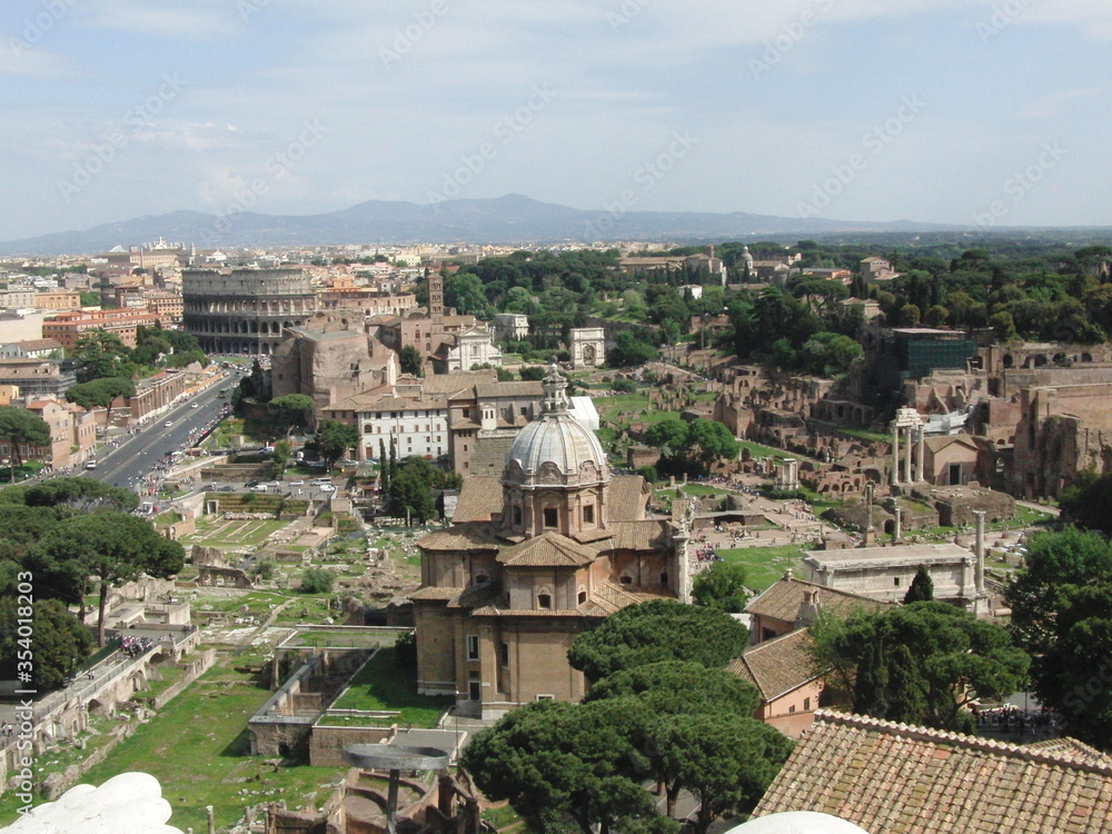 panorama of the city of Rome view of the Colosseum