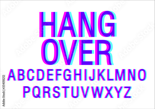 hang over/glitch typography design vector