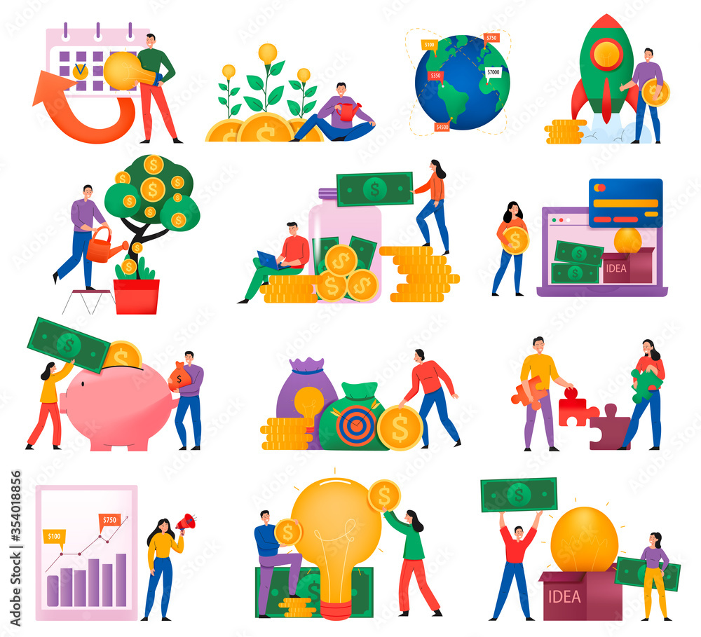 Flat Crowdfunding Icon Set Flat Crowdfunding Icon Set