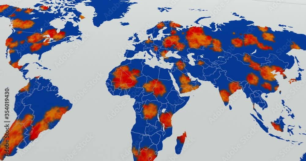 Corona virus breaks the world map, 3D animation with alpha channel Corona virus breaks the world map, 3D animation with alpha channel