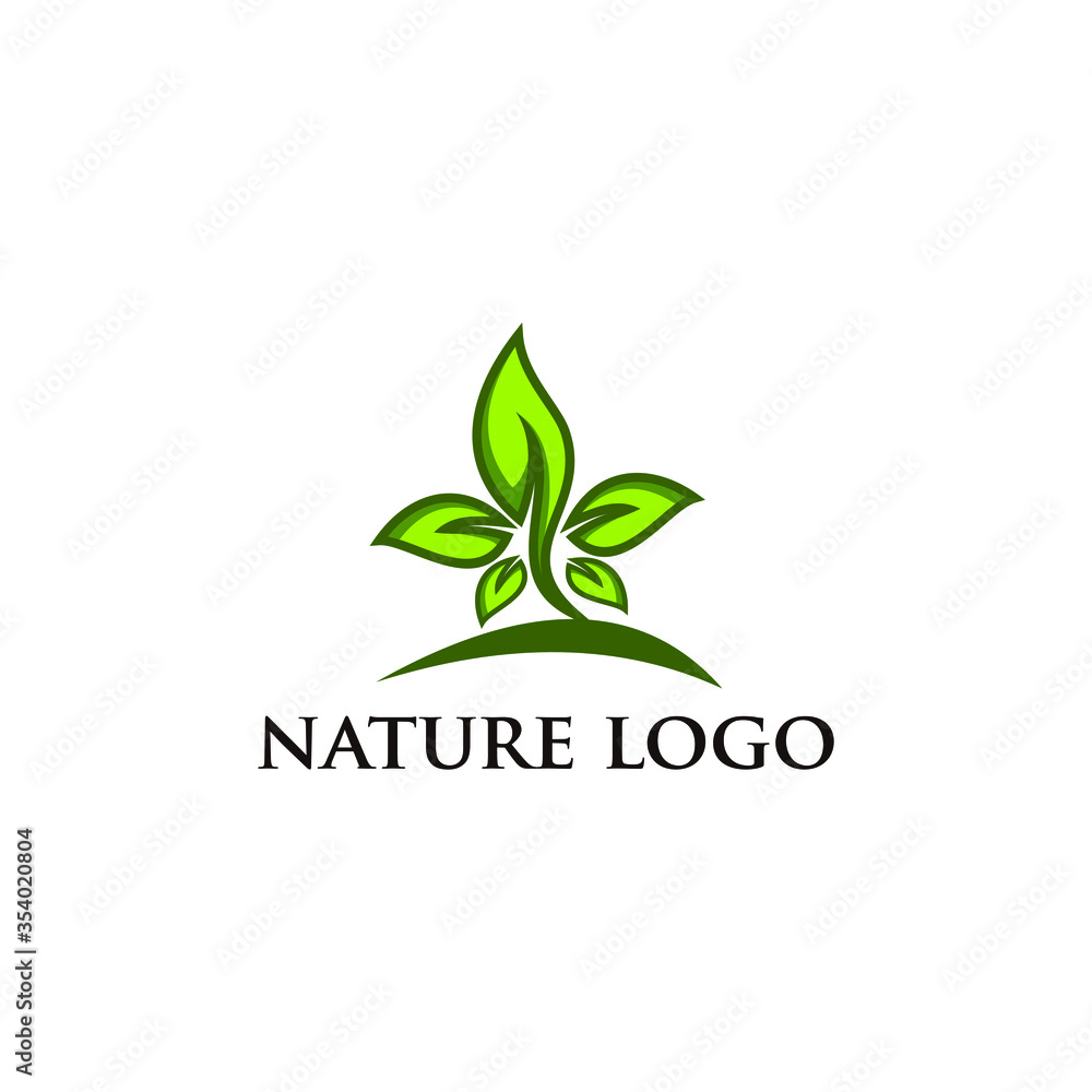 green leaf logo icon vector design. organic and fresh