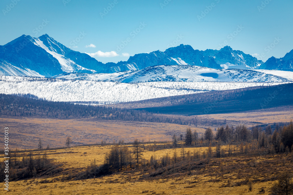 Mountain View with snowy peaks