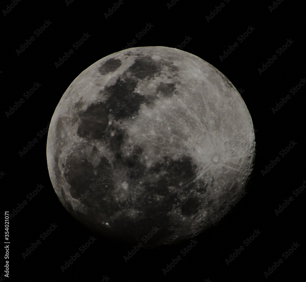 Full moon  seen in the dark sky at Chhattisgarh, India