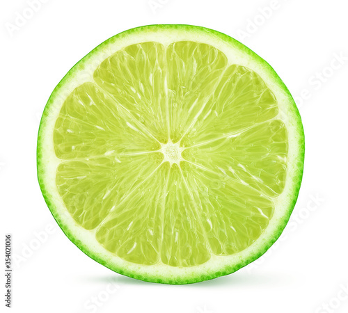 lime fruit cross section cut out. Isolated on white