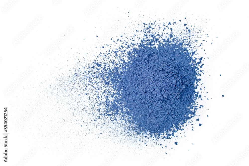 Heap of powdered blue matcha tea isolated on a white background. Top view. Heap of powdered blue matcha tea isolated on a white background. Top view.