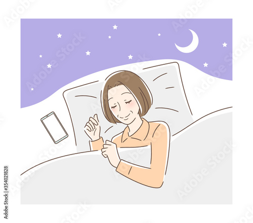 笑顔で眠る女性