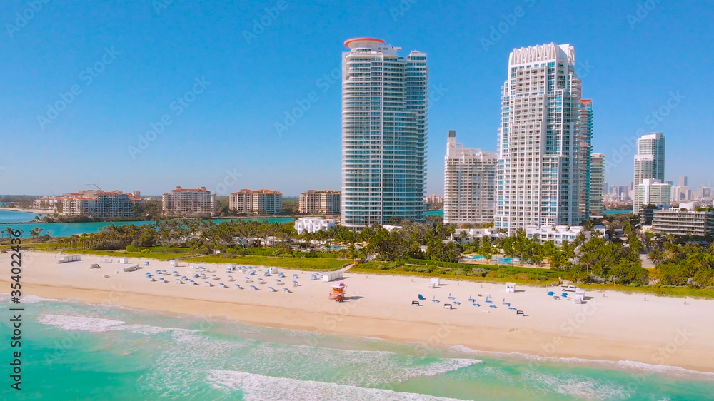 Empty beach without tourists in Miami. Epidemic. Empty beach without tourists in Miami. Epidemic.