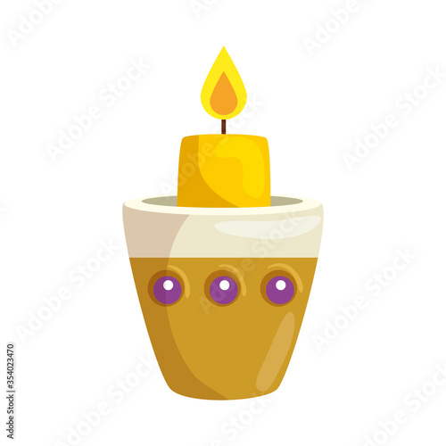 candle burning, decorative round cylindrical on white background vector illustration design