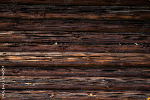 Obraz na płótnie texture of the brown log wall of the house w salonie