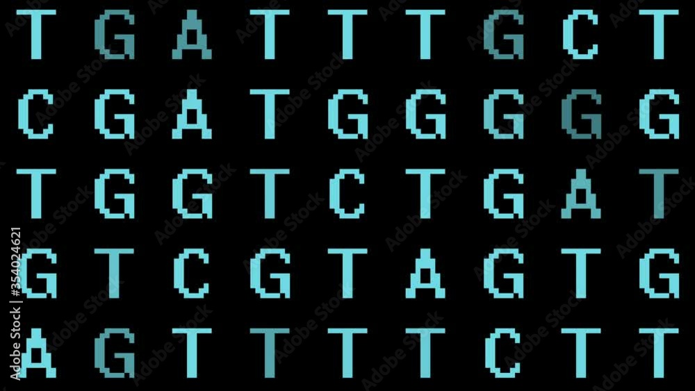 Bioinformatics Genetic DNA Code AGTC into Computer Code - DNA Genome Sequencing Letters Fade to 1s and 0s Bioinformatics Genetic DNA Code AGTC into Computer Code - DNA Genome Sequencing Letters Fade to 1s and 0s