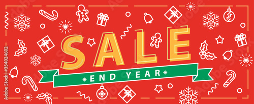 End Year Sale or Snow Winter Banner Vector
