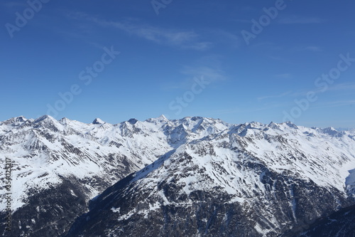 Snow and winter in alps nice panorama and cold landscape
