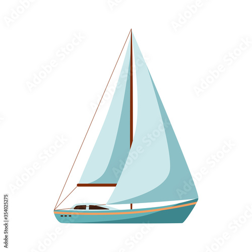 Sailing yacht. Sailing boat. Vector Illustration in cartoon style isolated on white background.