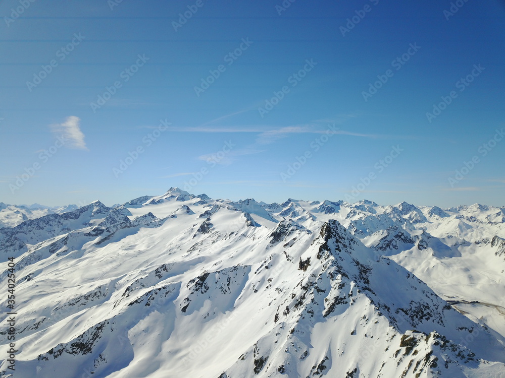 Snow and winter in alps nice panorama and cold landscape