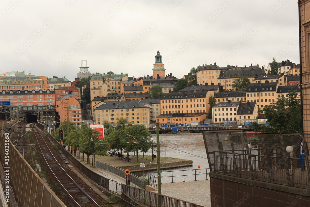 Vue Panoramique Vieille Ville colorée de Stockholm Suède