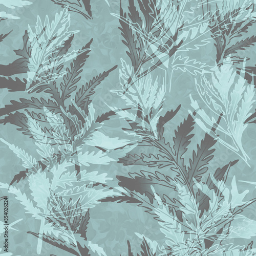 Floral Seamless Pattern with Fern Leaves.
