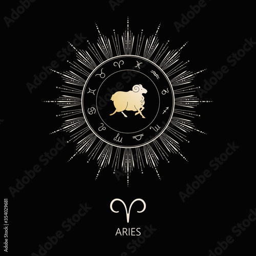 Zodiac sign Aries. The symbol of the astrological horoscope.