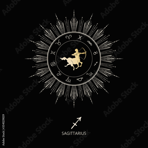 Zodiac sign Sagittarius. The symbol of the astrological horoscope.