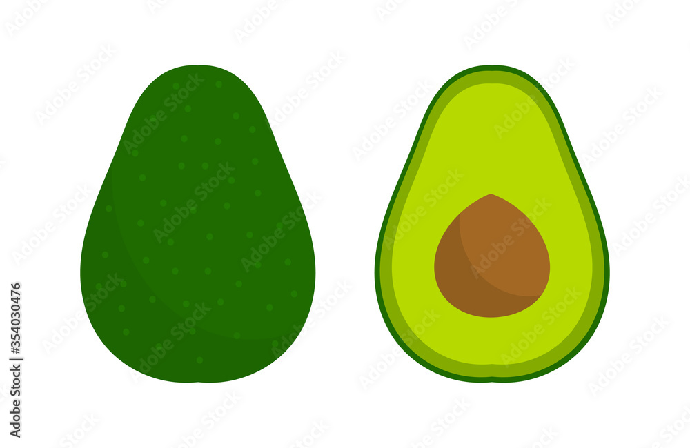 Avocado fruit flat icon. Cut avocado symbol. Avocado fruit flat icon. Cut avocado symbol.