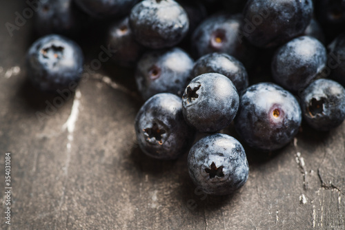 Freshly harvested blueberries. Selective focus. Shallow depth of field. 