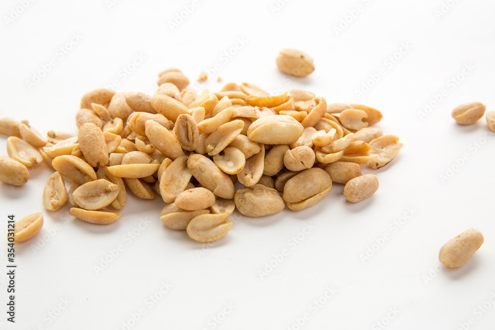 Close-up image of peanuts studio isolated on white background Close-up image of peanuts studio isolated on white background