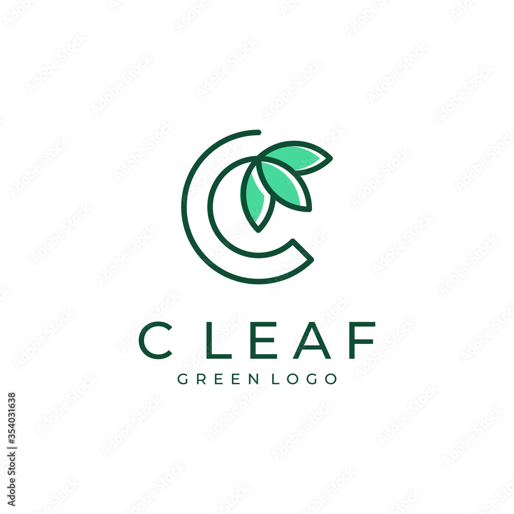 Natural modern logo design with a combination of the letter C symbol and leaf plants