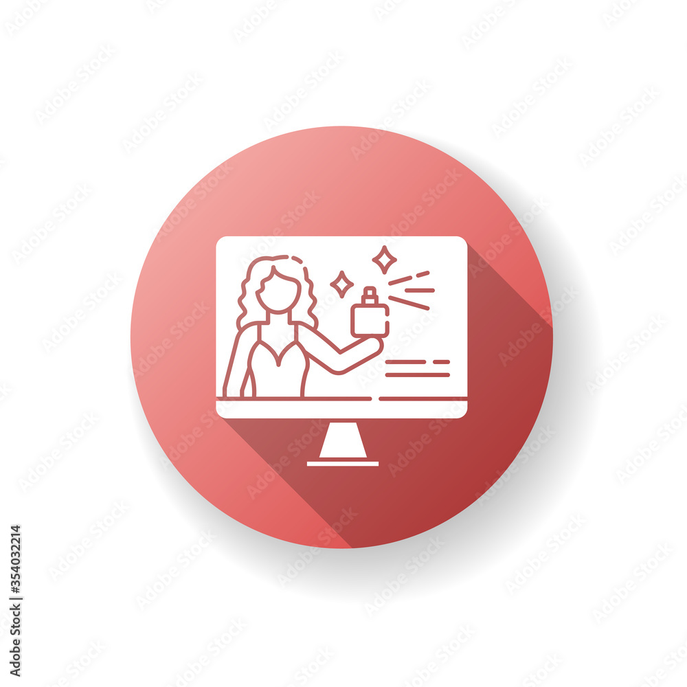 Brand ambassador red flat design long shadow glyph icon. Celebrity in advertising campaign. Brand image advocate. Promotion for product. Influence in social media. Silhouette RGB color illustration Brand ambassador red flat design long shadow glyph icon. Celebrity in advertising campaign. Brand image advocate. Promotion for product. Influence in social media. Silhouette RGB color illustration