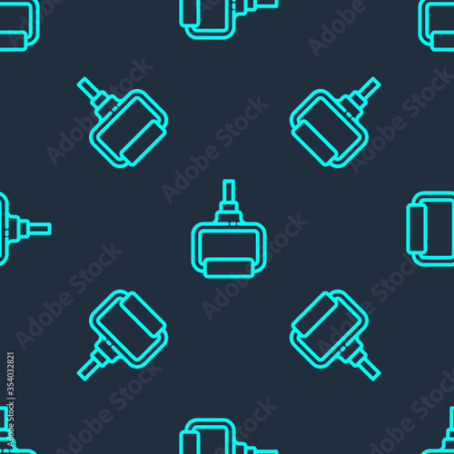 Green line TPX loop training equipment icon isolated seamless pattern on blue background. Sport equipment. Vector Illustration.