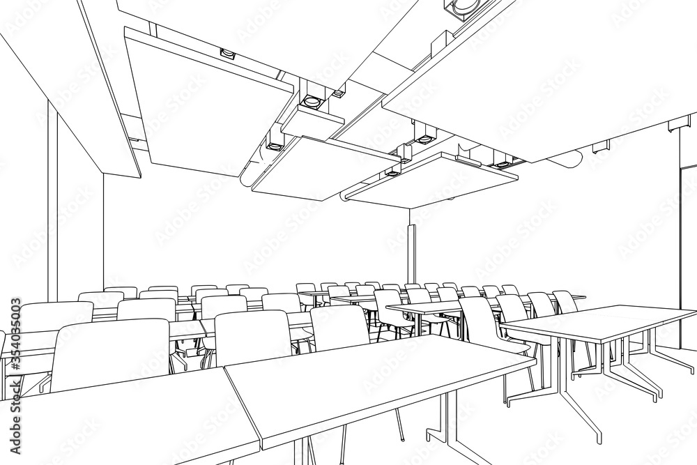 interior outline sketch drawing perspective of a space office interior outline sketch drawing perspective of a space office