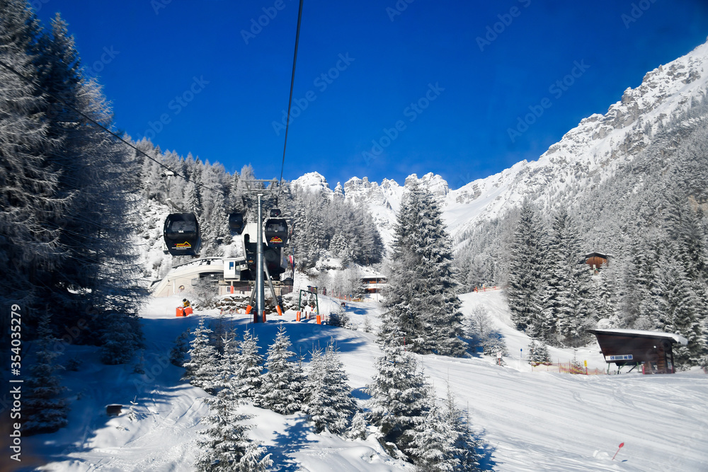 Ski lift in the mountains. Ski lift in the mountains.
