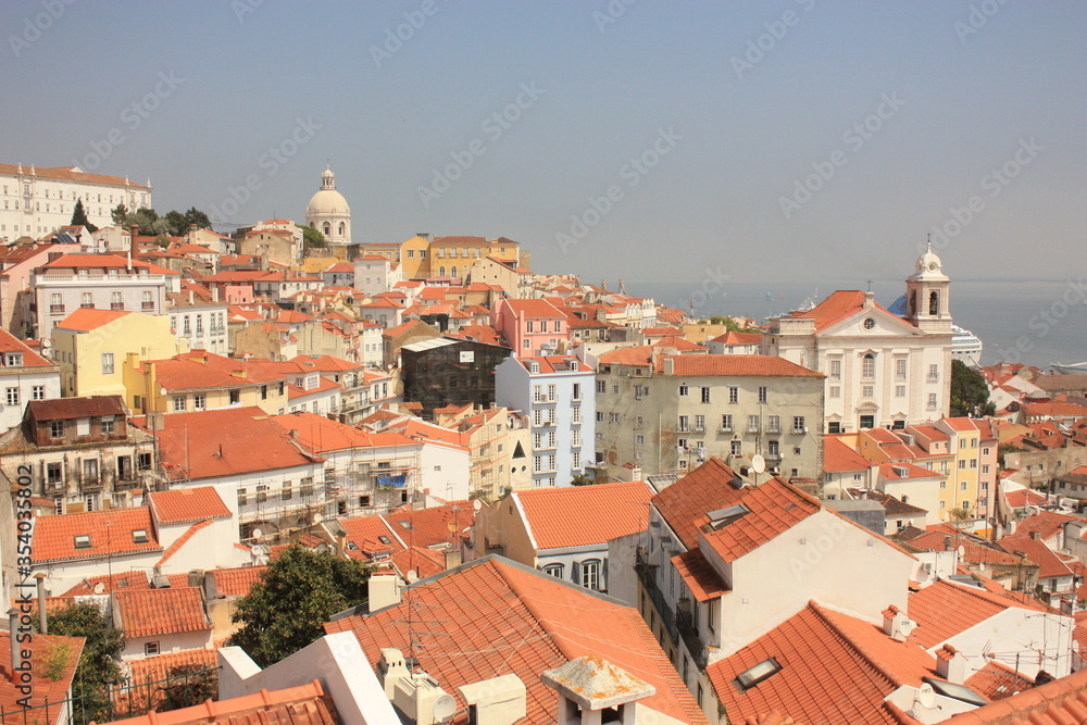 Vue Panoramique Vieille Ville de Lisbonne Portugal