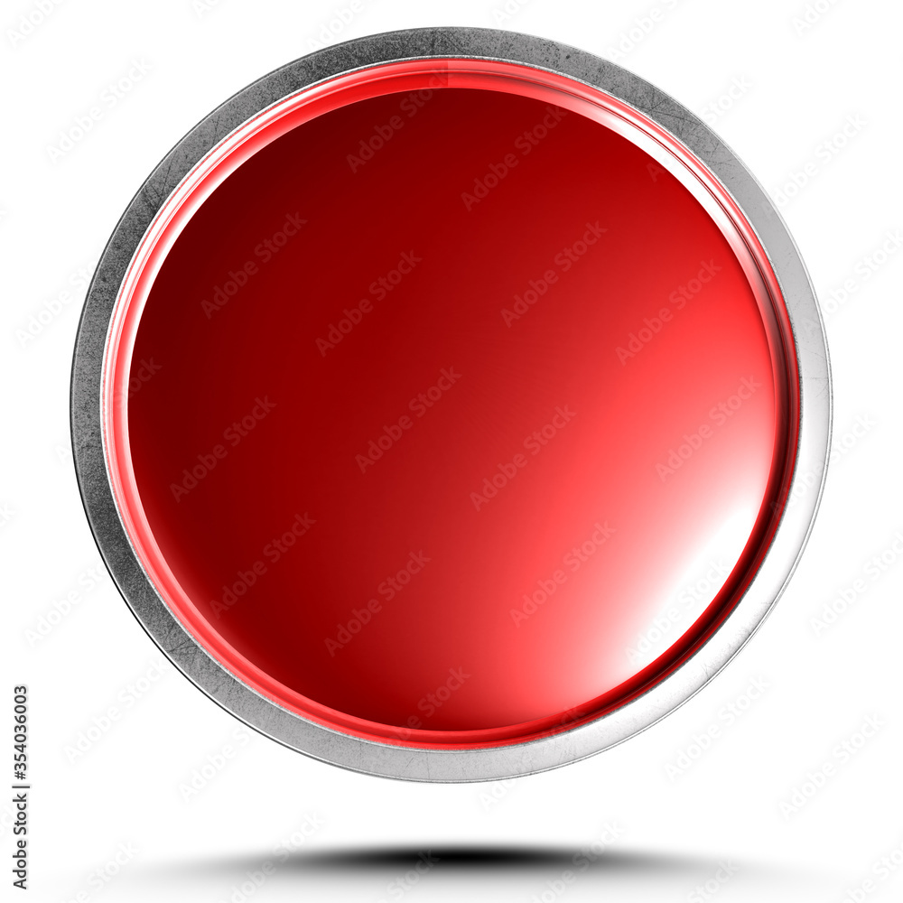 3D illustration Red push button, stainless work edge isolated on a white background.(with Clipping Path). 3D illustration Red push button, stainless work edge isolated on a white background.(with Clipping Path).