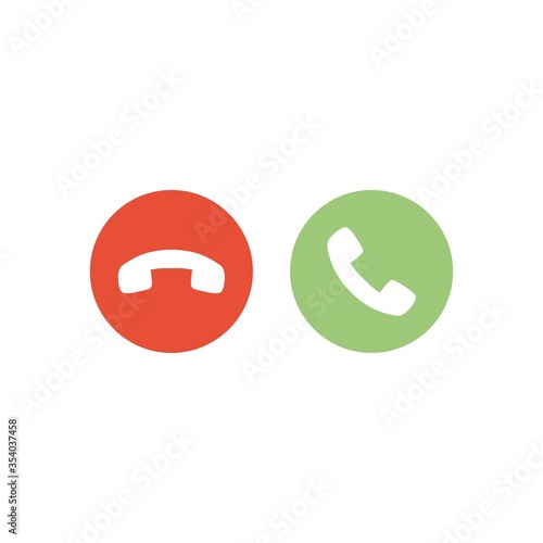 Accept/answer phone call and decline phone call buttons.  Vector illustration icons.