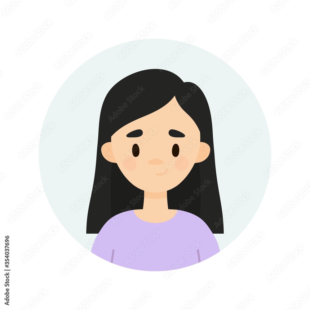 Happy girl on a white background. Avatar of a young woman. Happy girl on a white background. Avatar of a young woman.
